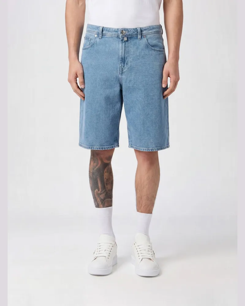 Billionaire 5-Pocket-Shorts aus Baumwolldenim mit gesticktem Logo hinten Türkis