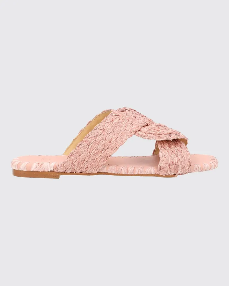 Castañer Padme Gewebte Raffia-Mules mit niedrigem Absatz Pink