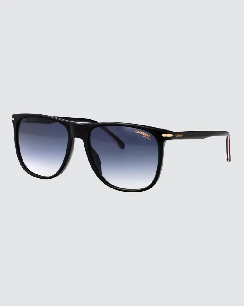 Carrera Rechteckige Aviator-Sonnenbrille aus schwarzem und blauem Acetat Schwarz