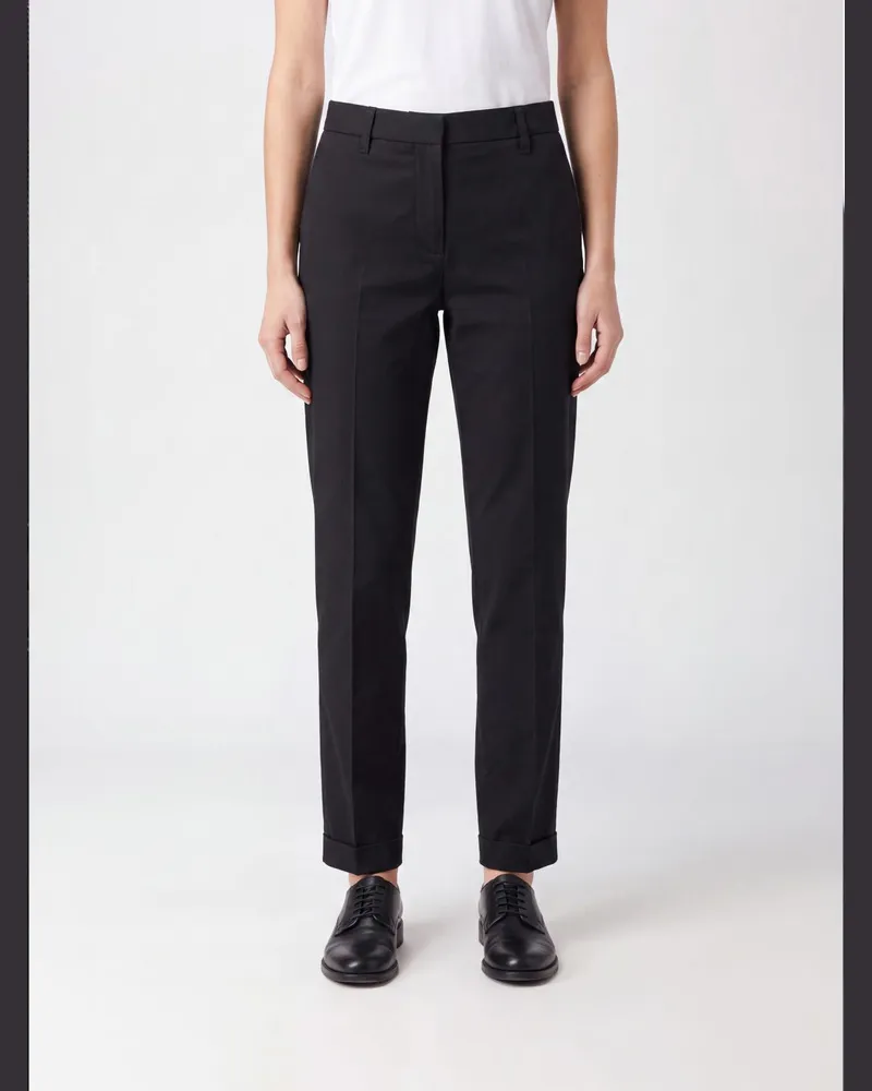 ASPESI Slim Fit Stretch-Baumwollhose Schwarz