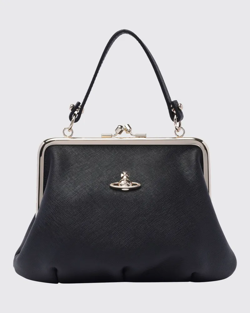 Vivienne Westwood Granny Frame Purse Mini-Tasche aus Saffiano-Leder Schwarz