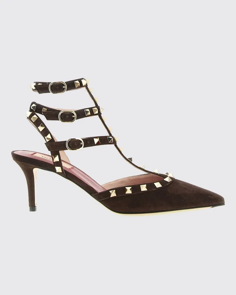 Valentino Garavani Rockstud Slingback-Pumps aus Veloursleder mit Nieten Braun