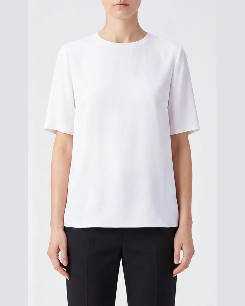 Joseph Kurzärmelige Seidenbluse mit Rundhalsausschnitt und minimalistischem Design Weiß