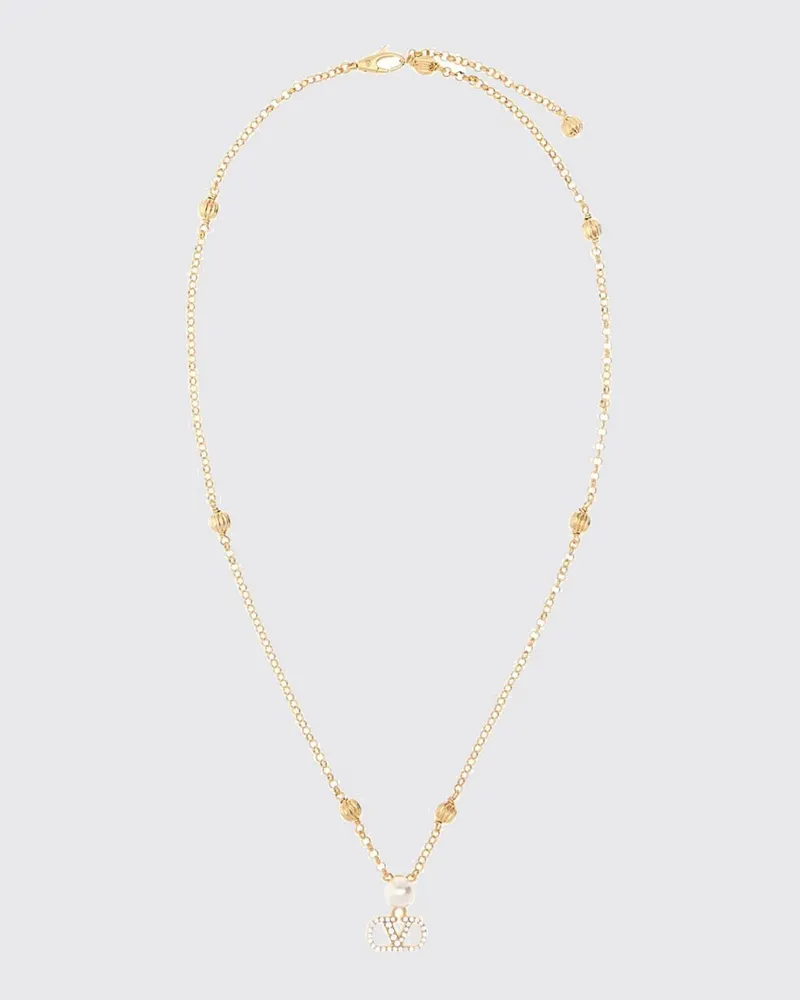 Valentino Garavani VLogo Signature Halskette von mit Perlen und Kristallen Gold