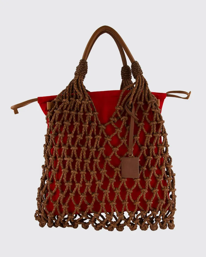 PAULA Big Marble Tasche aus geflochtenem Mesh-Leder Rot