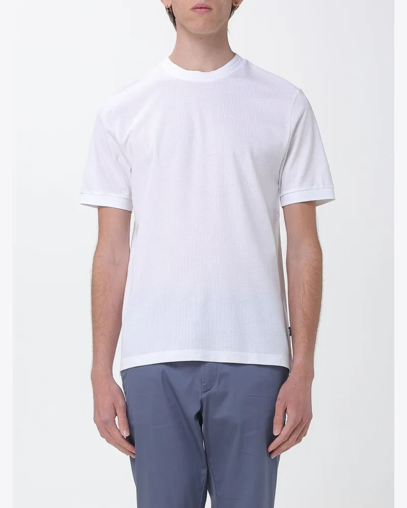 HUGO BOSS Basic T-Shirt aus Baumwollmischgewebe Weiß