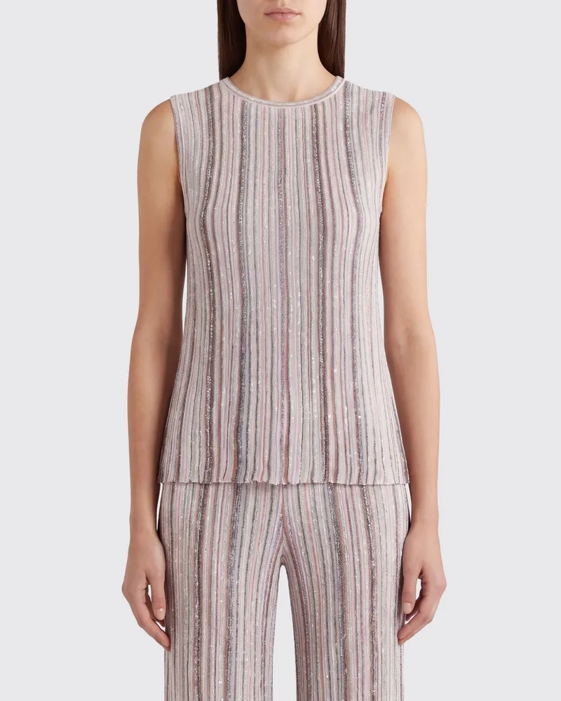 Missoni Schulterfreies Top von aus mehrfarbigem Streifenstrick mit Lurex-Details Pink