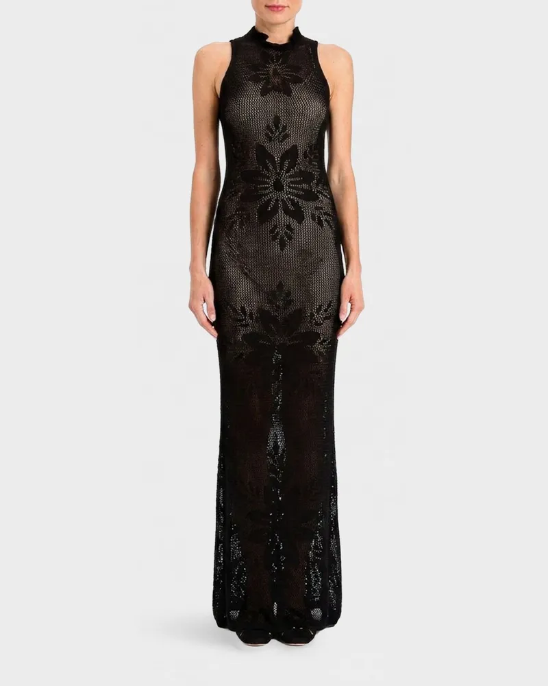Twin-Set Langes Jerseykleid Schwarz