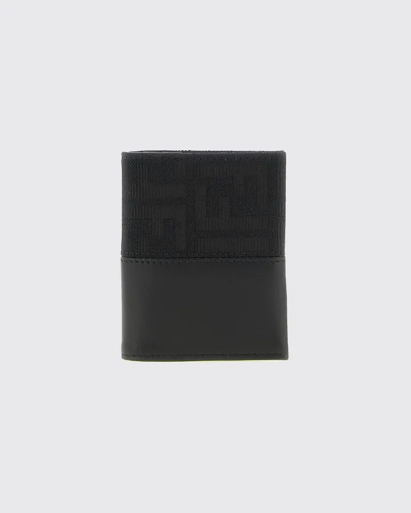 Fendi Faltbares Kartenetui aus FF-Jacquard-Stoff mit Druckknopf Schwarz