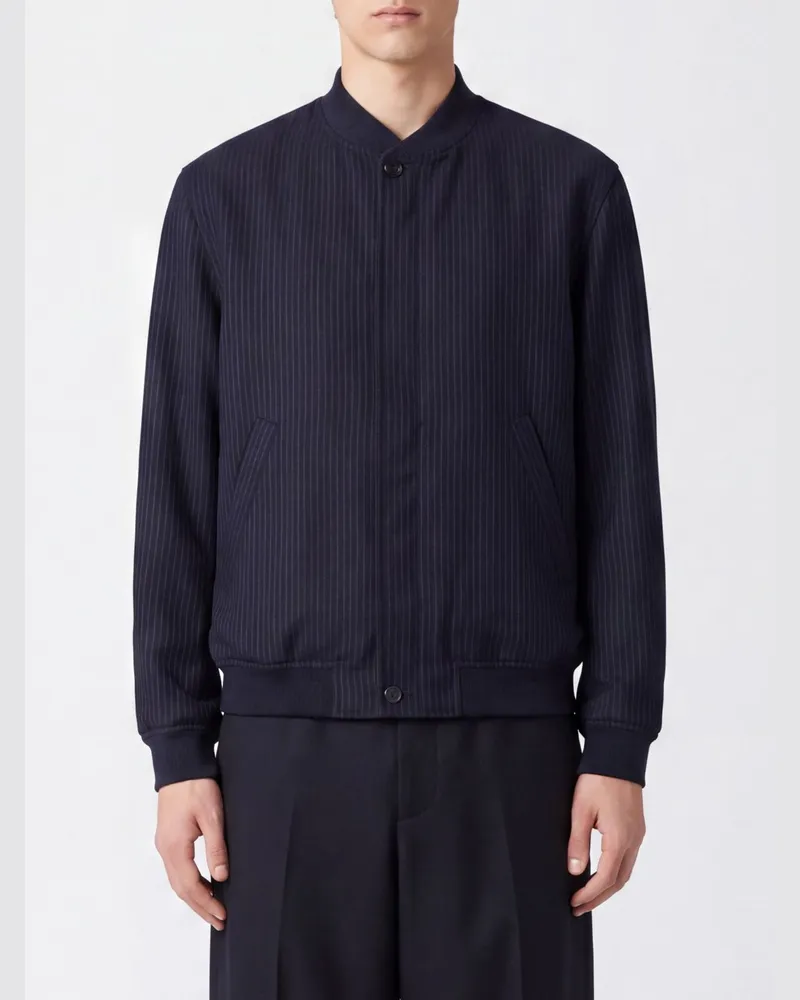 Givenchy Nadelstreifen-Bomberjacke aus Wollmischung mit Stehkragen Navy