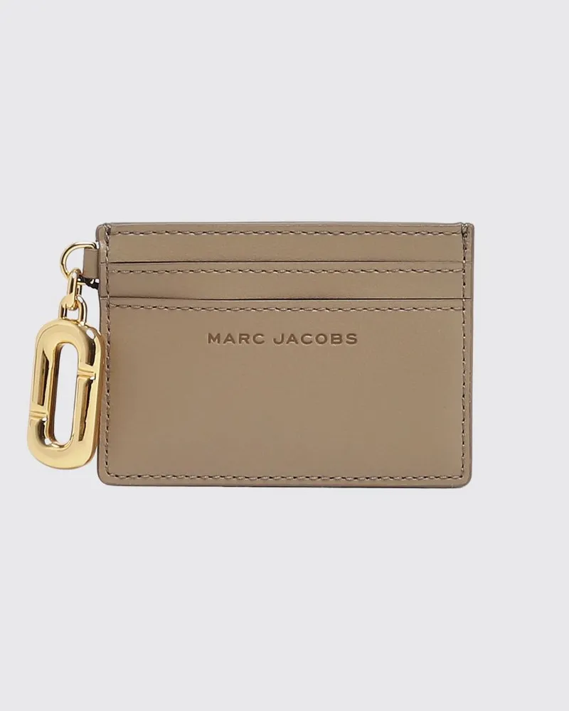 Marc Jacobs Flaches Kartenetui aus Leder mit Double-J-Logo Grau