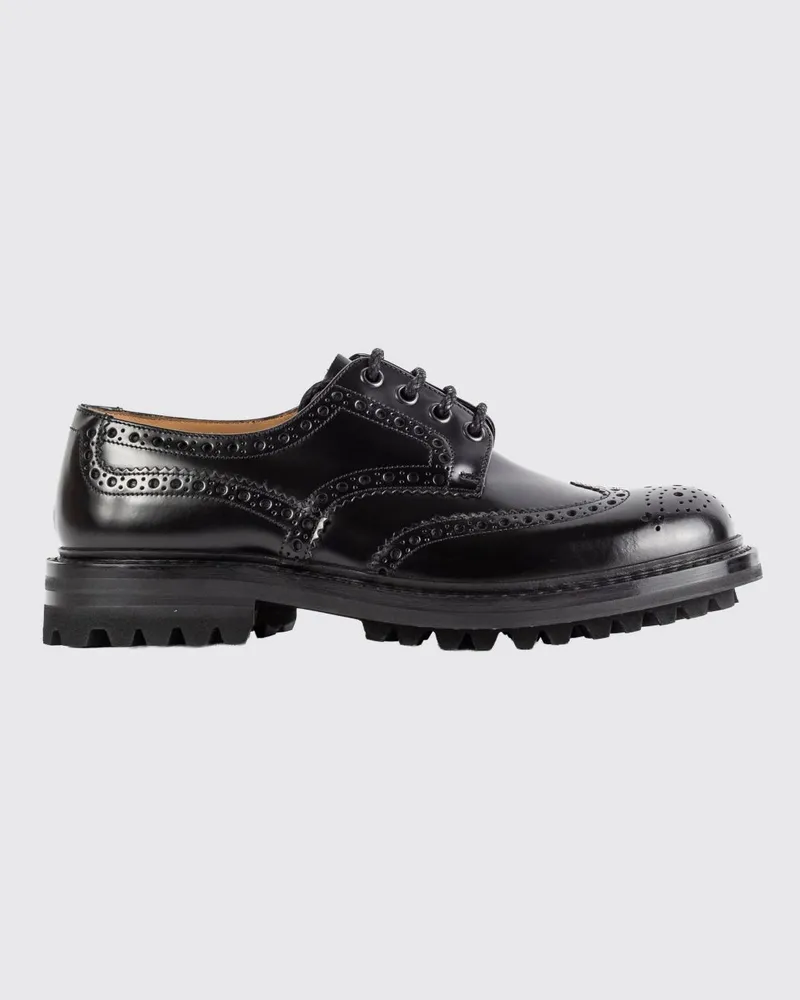 Church's Brogue-Derby-Schuhe aus gebürstetem Kalbsleder mit gekerbter Sohle Schwarz