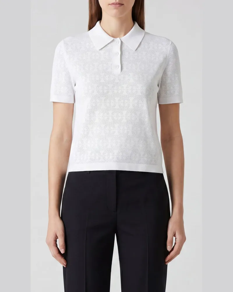 Tory Burch Slim Fit Poloshirt aus Viskosemischung mit klassischem Kragen Weiß