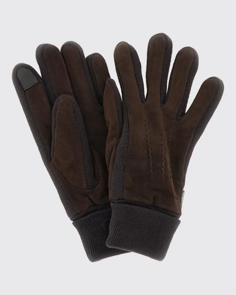 Barbour Klassische Wildlederhandschuhe mit gerippten Bündchen Braun