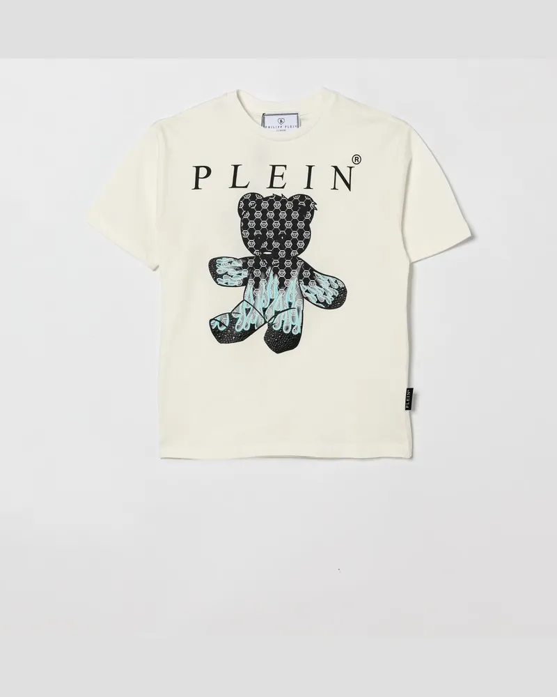 Philipp Plein Baumwoll T Shirt mit Teddy Print Weiß