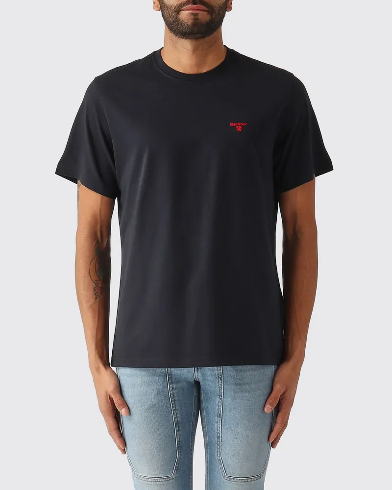 Barbour Baumwoll T-Shirt mit Logo Navy