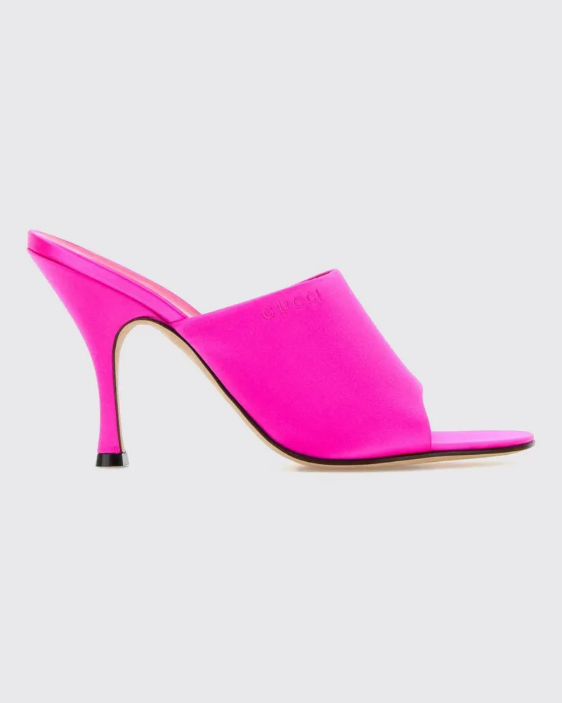 Gucci Satin Pantoletten Fuchsia