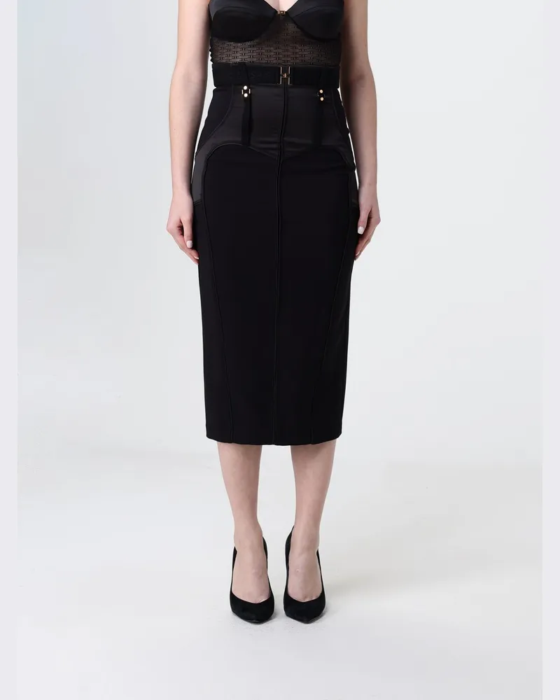 Elisabetta Franchi Jersey-Midi-Rock Schwarz