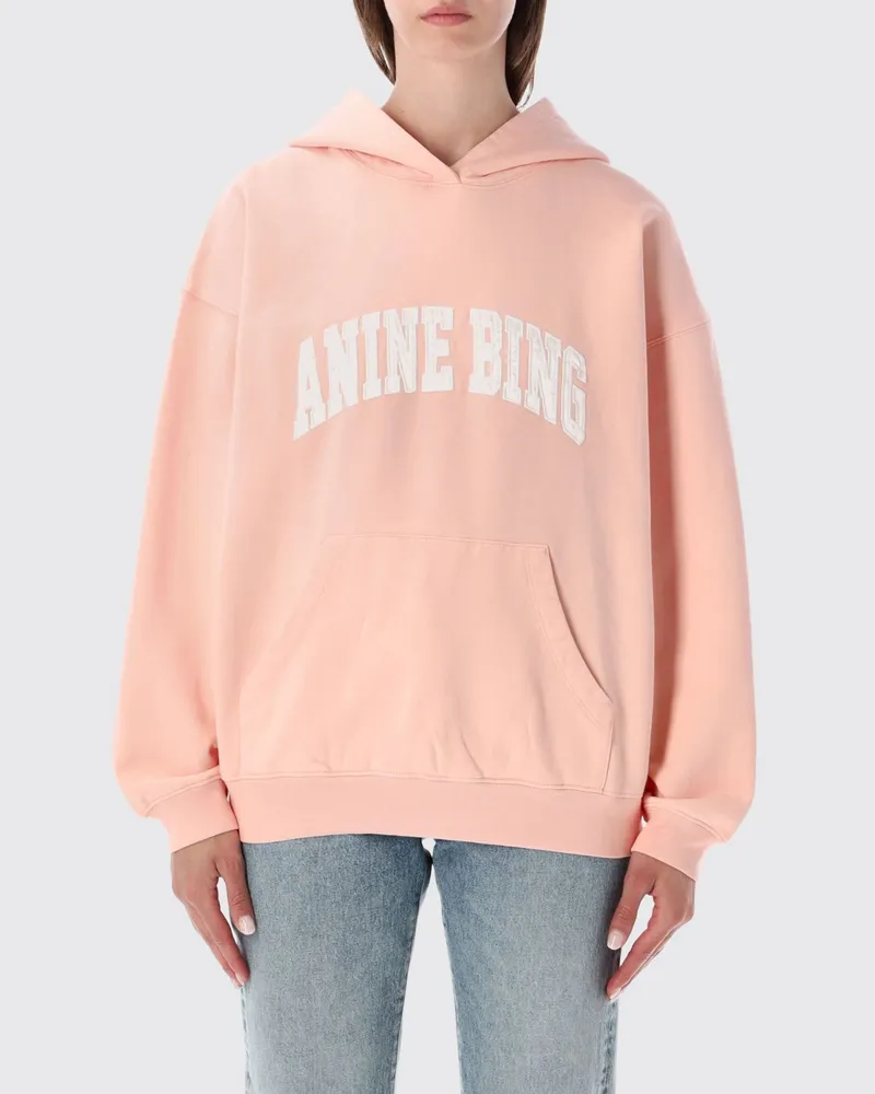 Anine Bing Oversize-Hoodie aus Baumwolle mit Logo-Print Pink