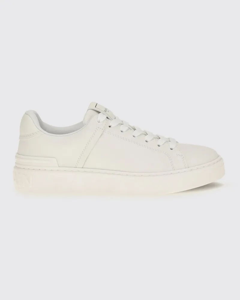 Balmain B-Court Sneakers aus Glattleder mit aufgedrucktem Logo Weiß