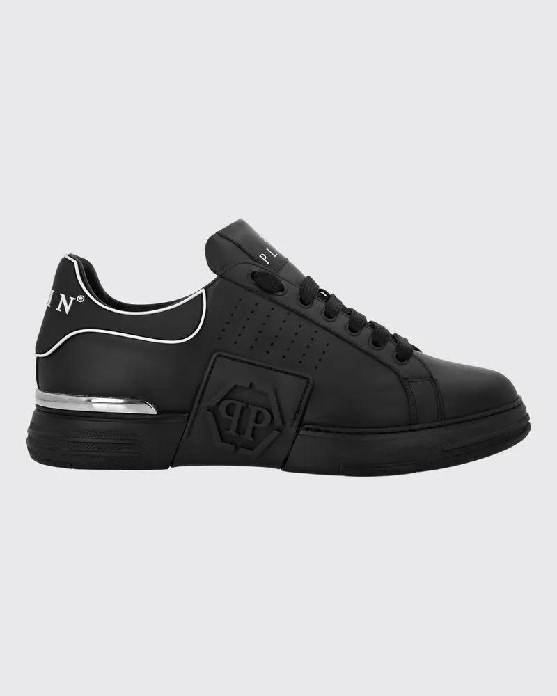 Philipp Plein Leder-Sneakers Schwarz