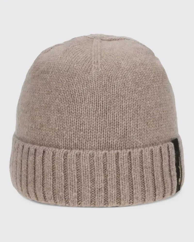 Borsalino Kaschmir-Beanie-Mütze mit Umschlag und Logo-Patch Earth
