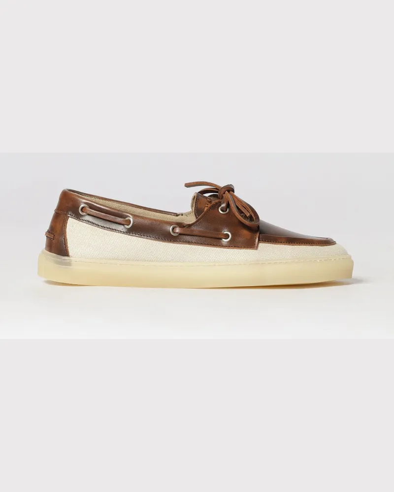 Copenhagen Paia Leder- und Baumwoll-Canvas Bootsschuhe Braun