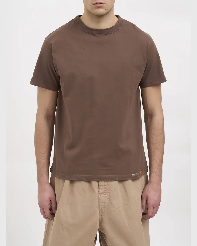 PAURA Basic Baumwoll-T-Shirt Braun