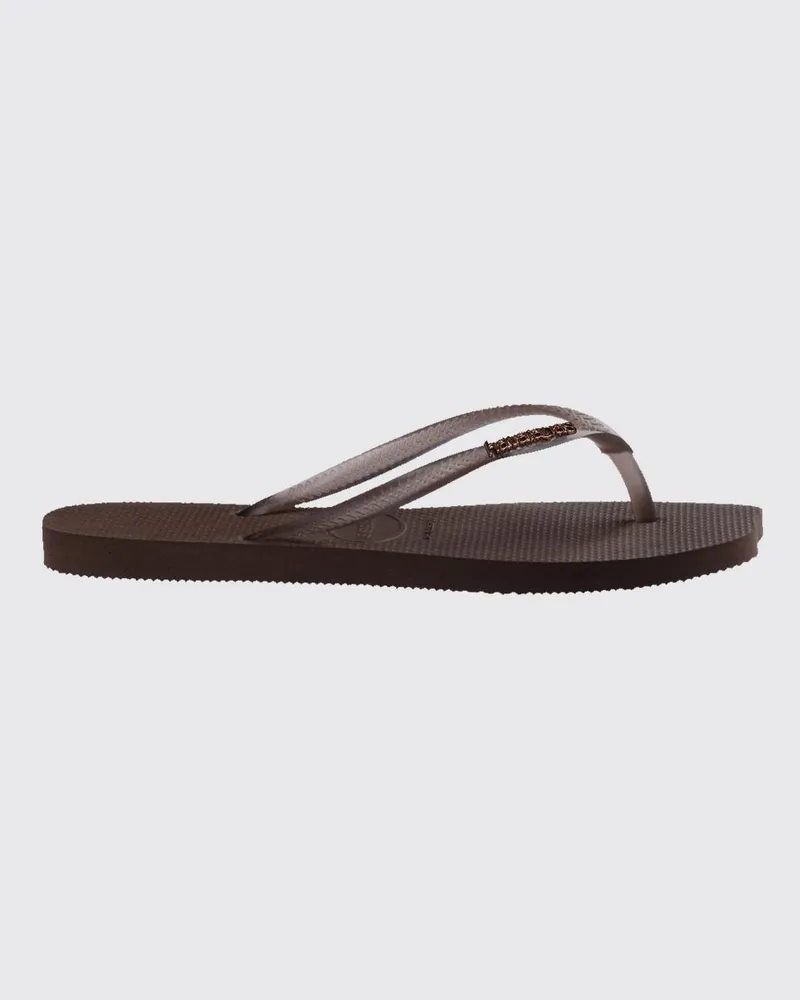 Havaianas Slim Split Zehentrenner-Sandalen aus Gummi mit niedrigem Absatz Braun