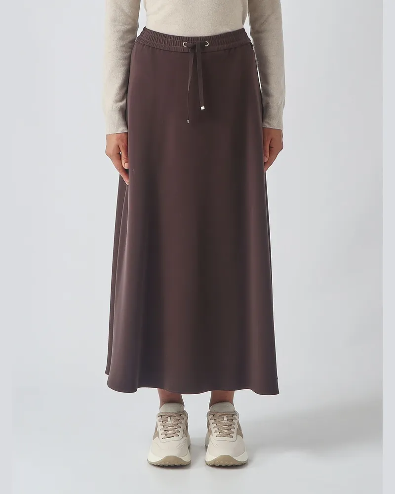 Herno Ausgestellter Midi-Rock aus Jersey mit hohem Gummizugbund Braun