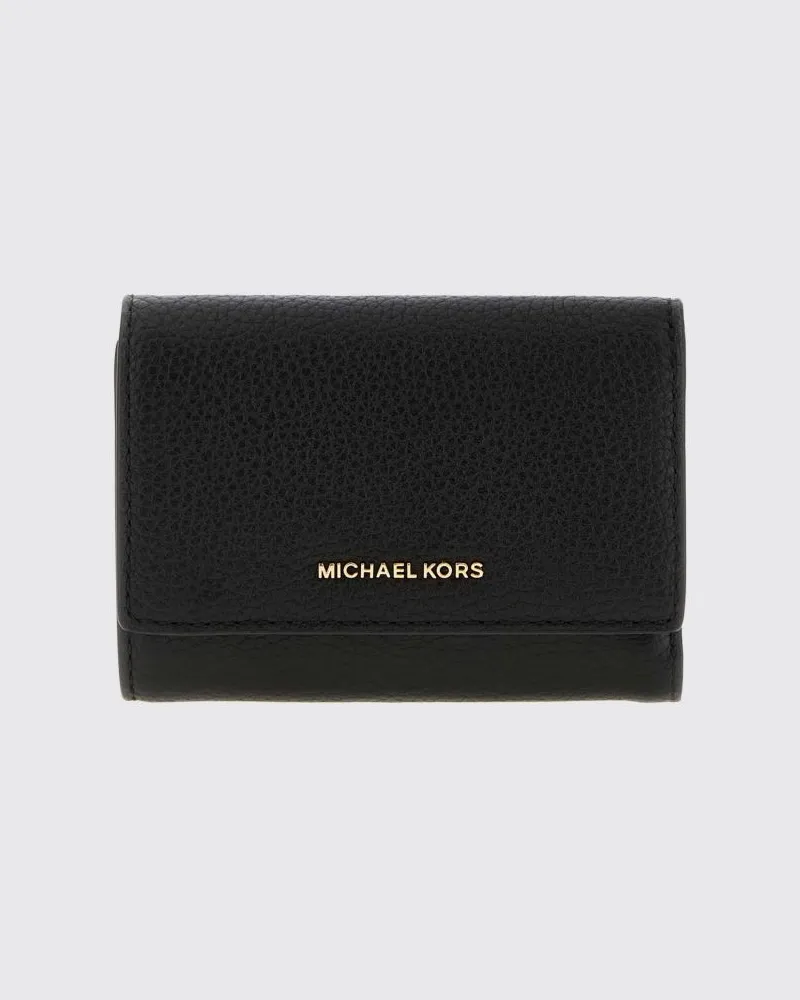 Michael Kors Bryant Tri-Fold-Geldbörse aus Leder mit Metalllogo und Knopf Schwarz