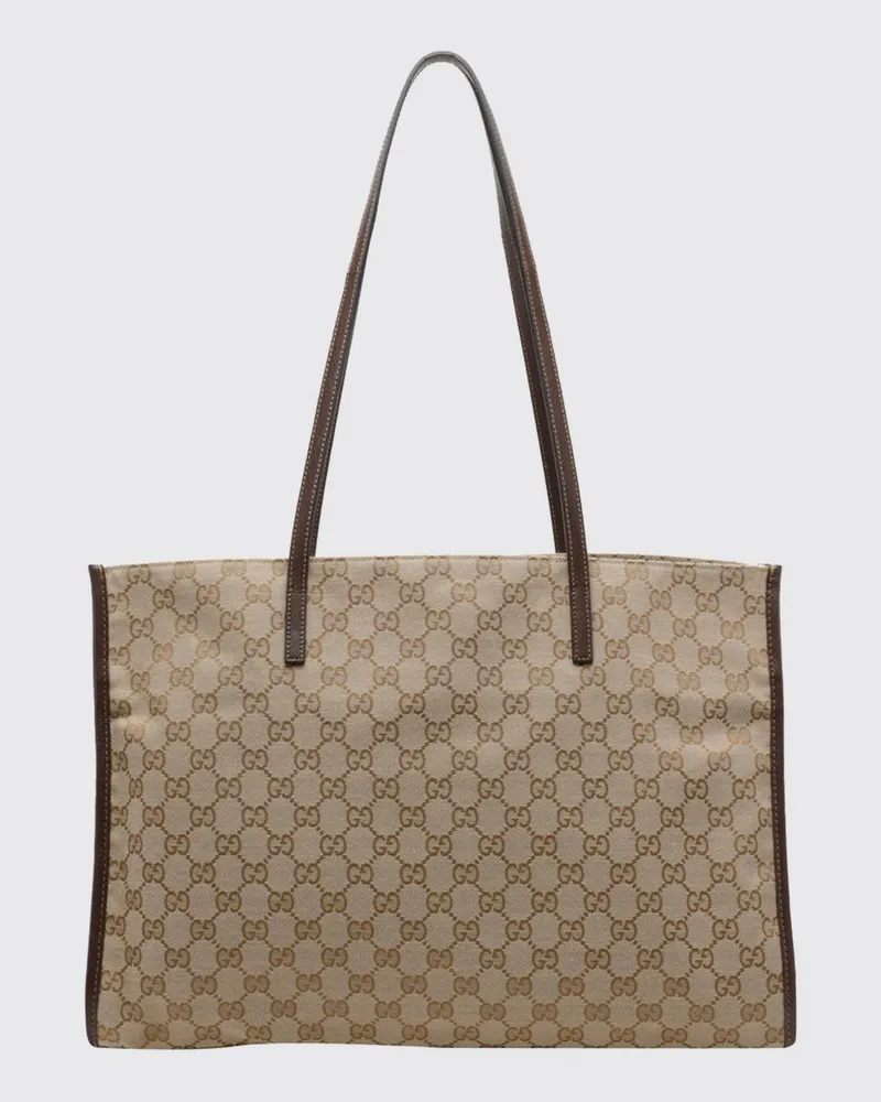 Gucci Londra Schultertasche von aus Monogramm-Jacquard mit doppeltem Ledergriff Beige
