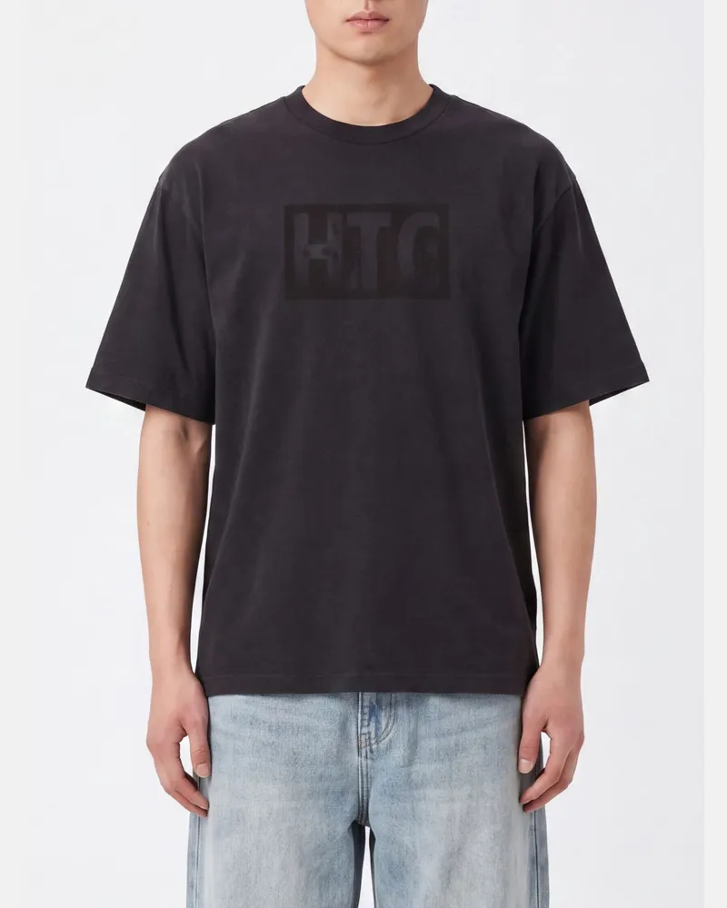 HTC Hollywood Trading Company Relaxed-Fit T-Shirt aus Baumwolle von mit Ton-in-Ton-Logo Schwarz