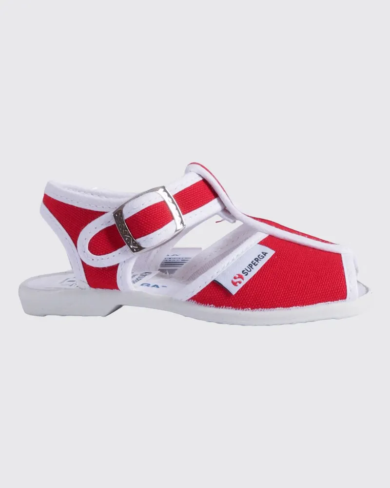 Superga 1200-Cotj T-Strap-Sandalen aus zweifarbiger Baumwolle für Jungen mit Riemchen Rot