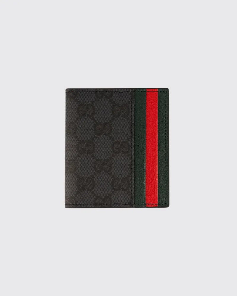 Gucci Bifold-Geldbörse aus GG Supreme-Stoff mit Web-Detail und Lederinnenseite Schwarz