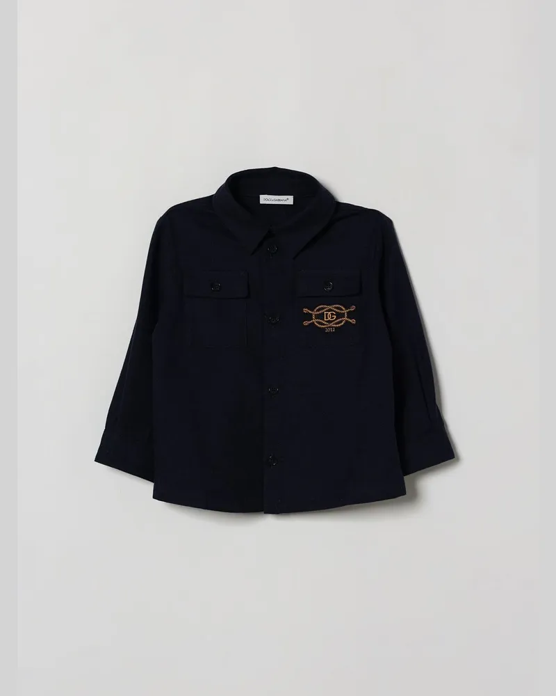 Dolce & Gabbana DOLCE  GABBANA Hemd für Jungen Dolce & Gabbana aus Baumwolle mit gesticktem DG-Monogramm Blau