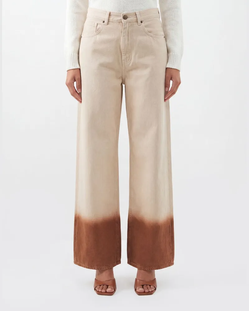 Alanui Weit geschnittene High-Waist-Jeans mit zweifarbigem abstraktem Druck Weiß