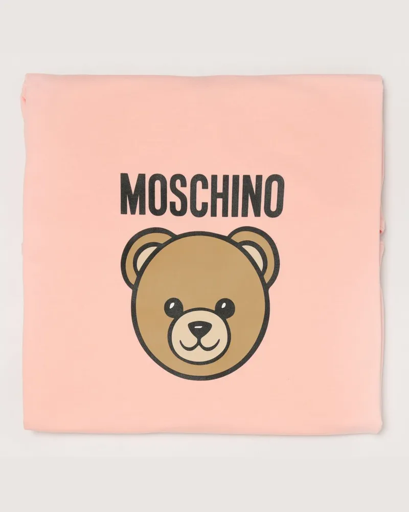 Moschino Babydecke aus Baumwolle mit Logo-Print Pink