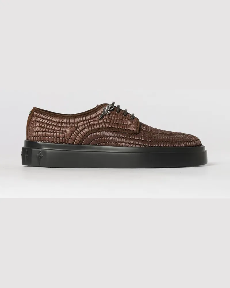 Cesare Paciotti Derby-Schuhe aus geflochtenem Bast und Wildleder Dark