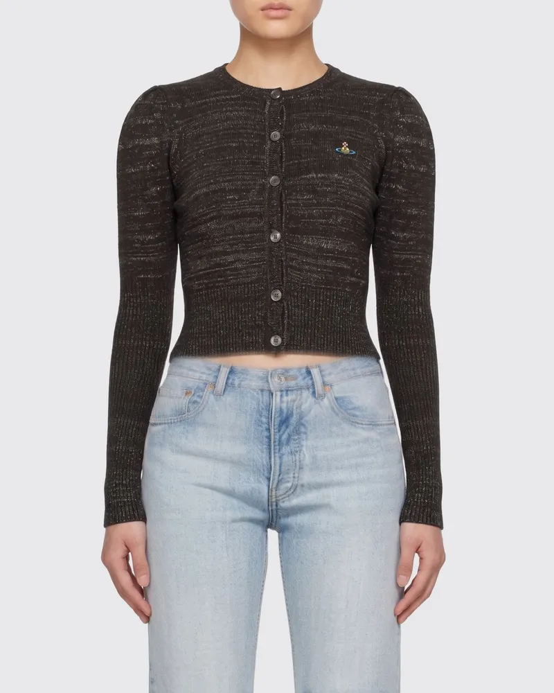 Vivienne Westwood Schmal geschnittener Jersey-Cardigan mit gesticktem Orb-Logo Kakao