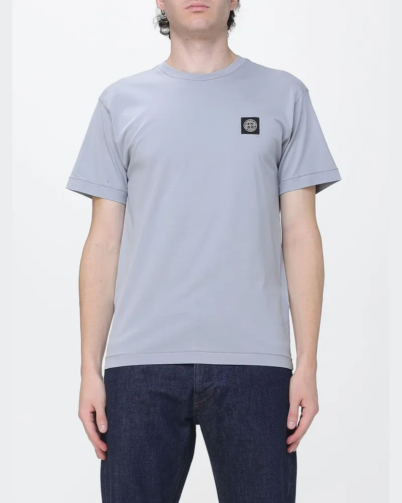 Stone Island Baumwoll-T-Shirt mit Kompass-Logo-Patch auf der Brust Grau
