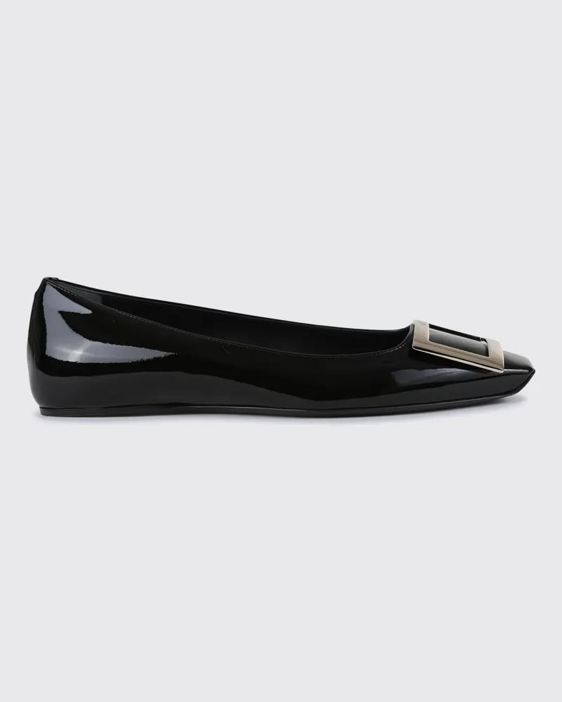 Roger Vivier Trompette Ballerinas aus Lackleder mit Logoplakette Schwarz