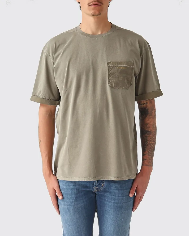 Premiata Baumwoll-T-Shirt mit Rundhalsausschnitt und aufgesetzter Tasche Military