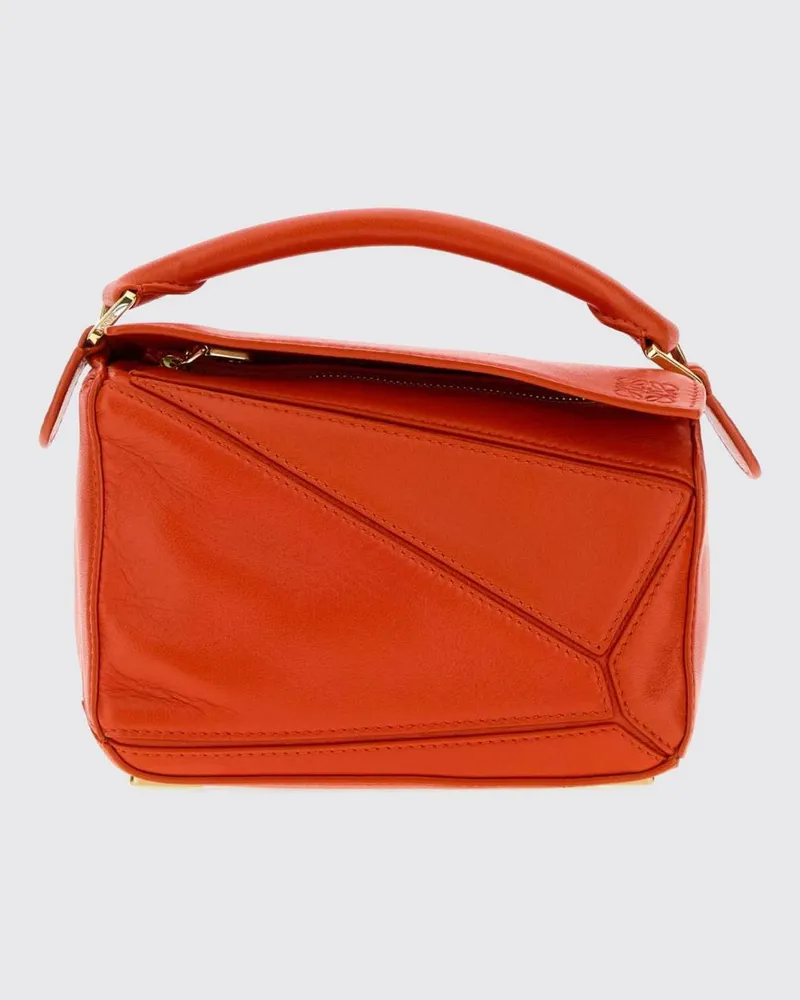 Loewe Asymmetrische Mini Puzzle Handtasche aus Lamm-Nappaleder Orange
