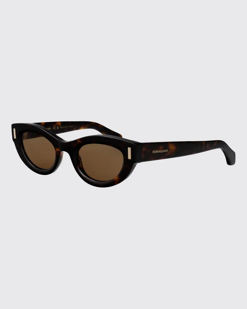Ferragamo Ovale Cat-Eye-Sonnenbrille von aus Acetat mit Logo-Schriftzug Braun