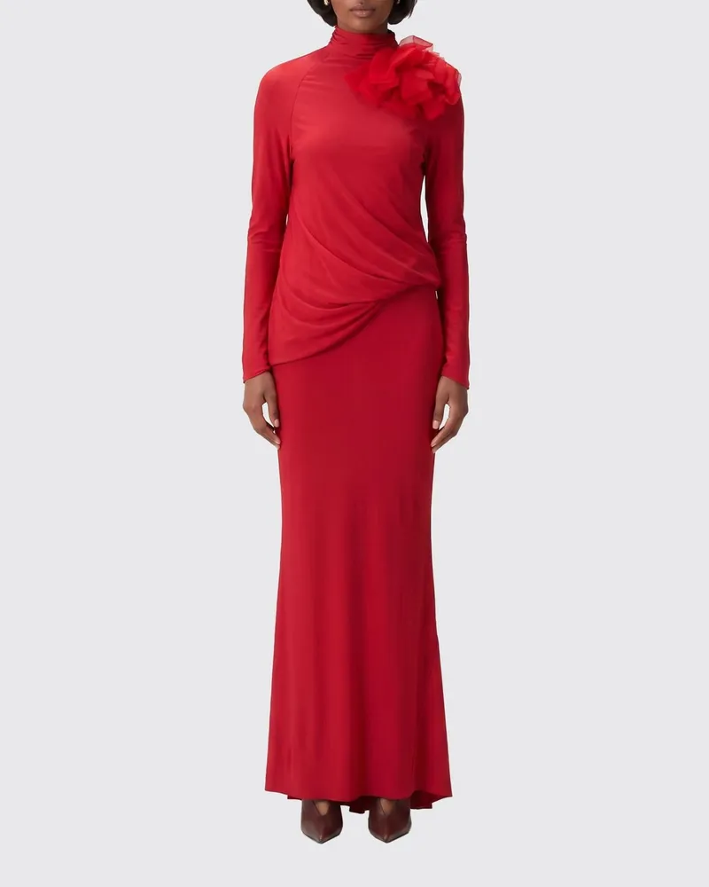 Magda Butrym Langes Kleid aus Seidenmischung Rot