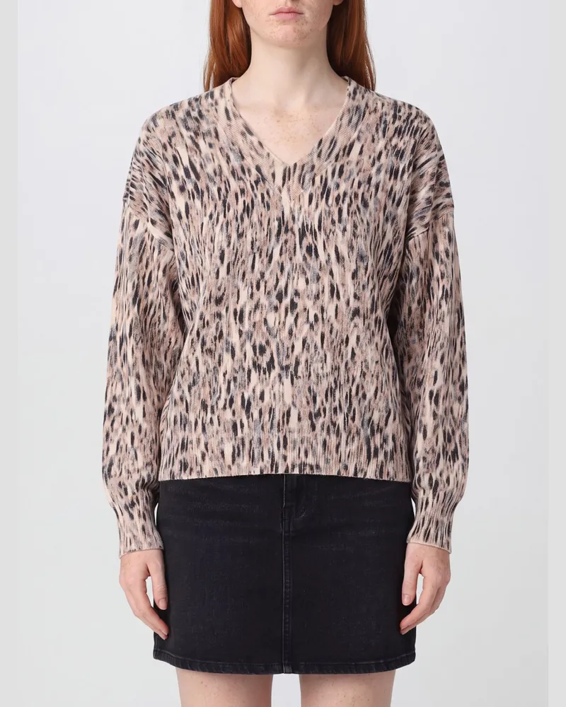Liu Jo Pullover aus Wollmischung mit Paisley-Print und V-Ausschnitt Braun