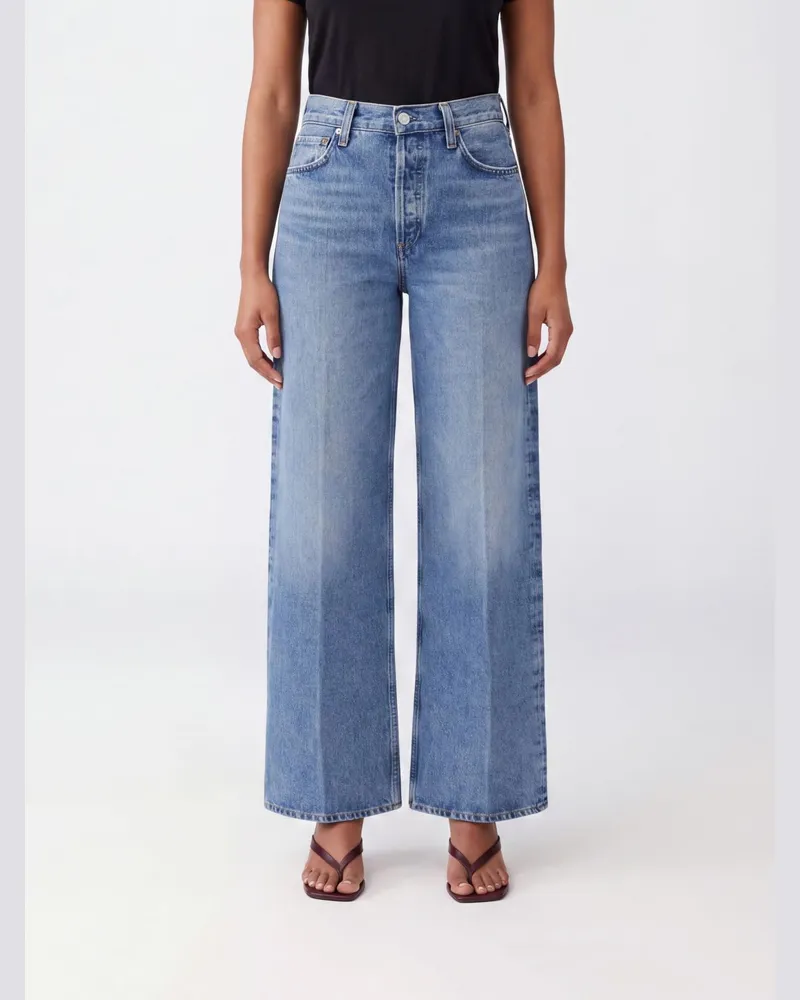 AGOLDE Hoch taillierte Wide-Leg-Jeans mit fünf Taschen aus Baumwoll-Denim Denim