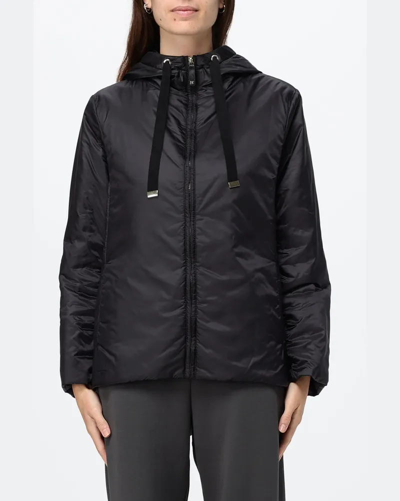 Max Mara Kurze Kapuzen-Windjacke aus Funktionsstoff Schwarz