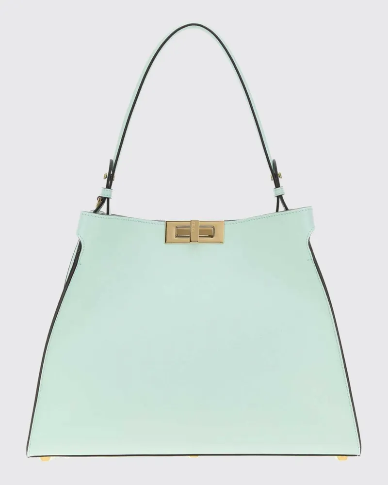 Fendi Way Tote-Tasche aus glattem Kalbsleder mit Drehverschluss Grün